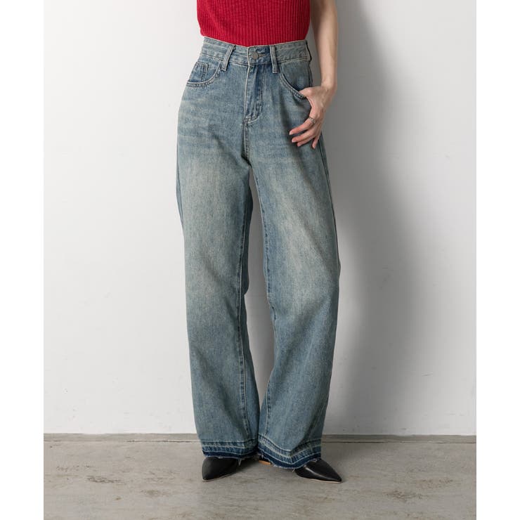 裾デザイン ストレートデニム | ad thie | 詳細画像3 