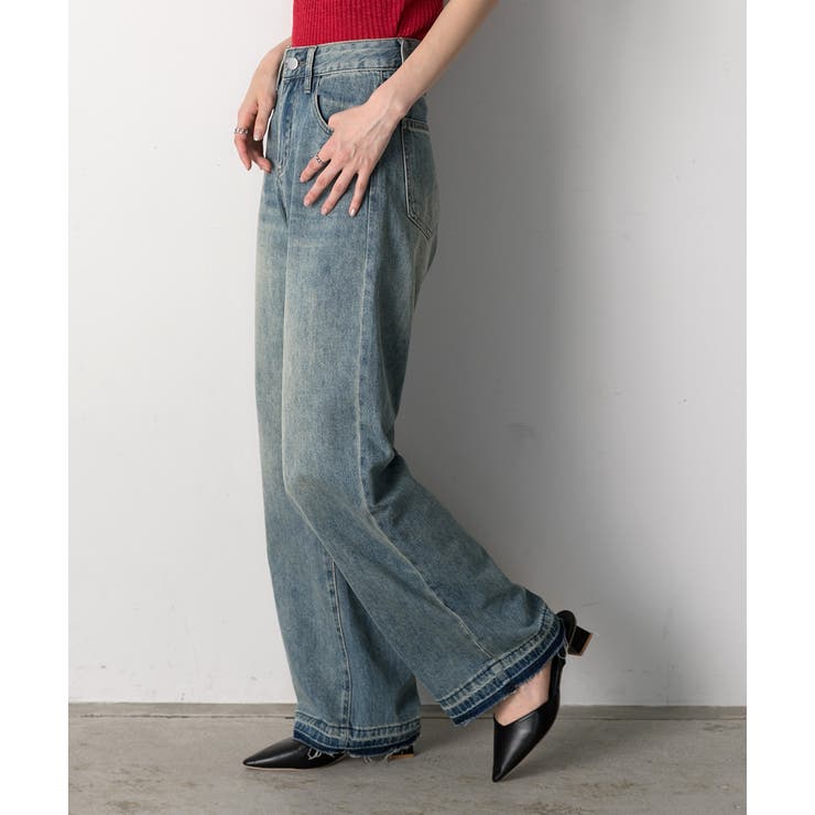 裾デザイン ストレートデニム | ad thie | 詳細画像4 