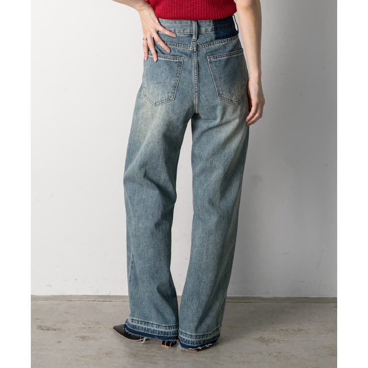 裾デザイン ストレートデニム | ad thie | 詳細画像5 