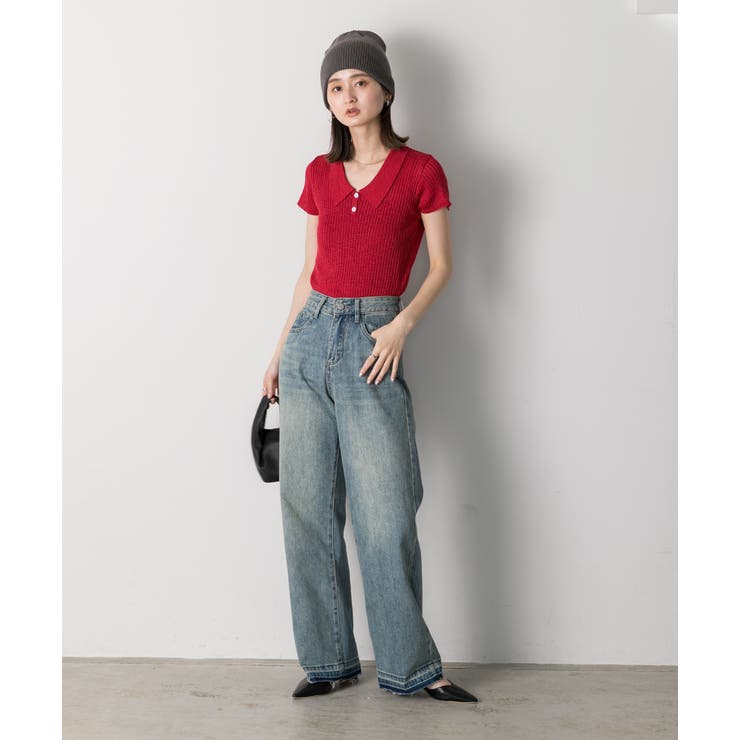 裾デザイン ストレートデニム | ad thie | 詳細画像8 