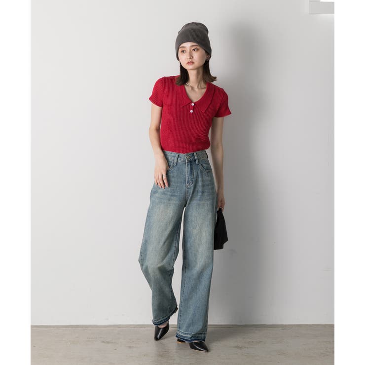 裾デザイン ストレートデニム | ad thie | 詳細画像9 