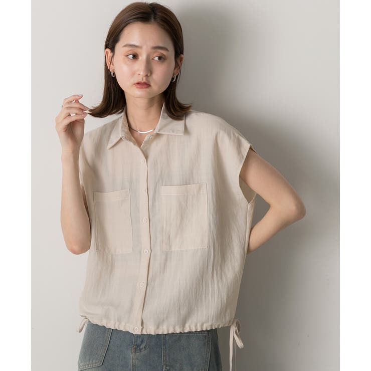 裾リボン フレンチスリーブシャツ | ad thie | 詳細画像12 