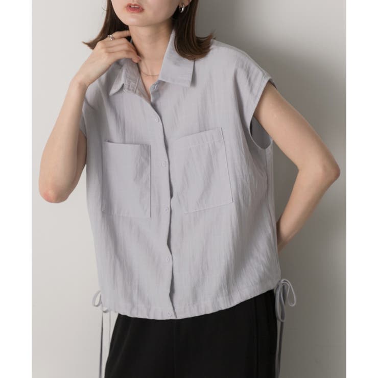 裾リボン フレンチスリーブシャツ | ad thie | 詳細画像18 