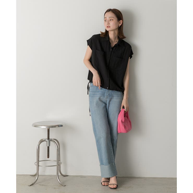 裾リボン フレンチスリーブシャツ | ad thie | 詳細画像2 