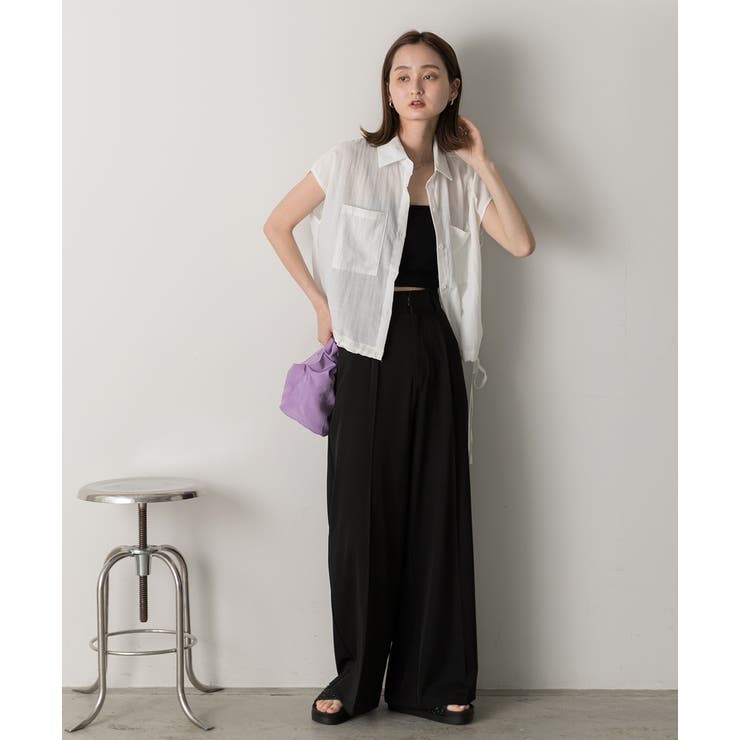 裾リボン フレンチスリーブシャツ | ad thie | 詳細画像22 