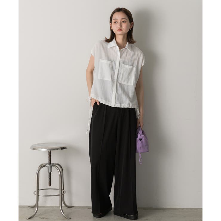 裾リボン フレンチスリーブシャツ | ad thie | 詳細画像24 