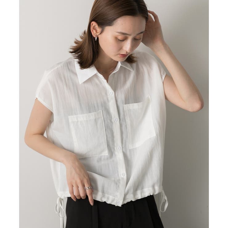 裾リボン フレンチスリーブシャツ | ad thie | 詳細画像25 