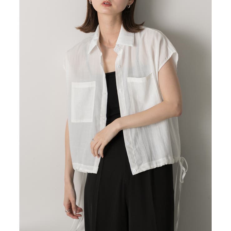 裾リボン フレンチスリーブシャツ | ad thie | 詳細画像26 