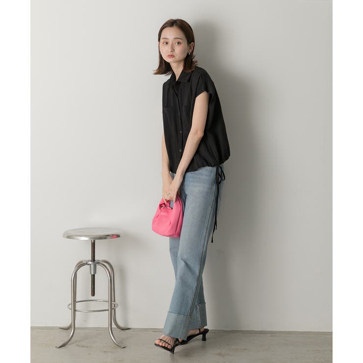 裾リボン フレンチスリーブシャツ | ad thie | 詳細画像3 