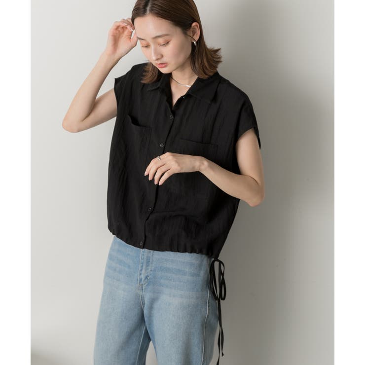 裾リボン フレンチスリーブシャツ | ad thie | 詳細画像5 