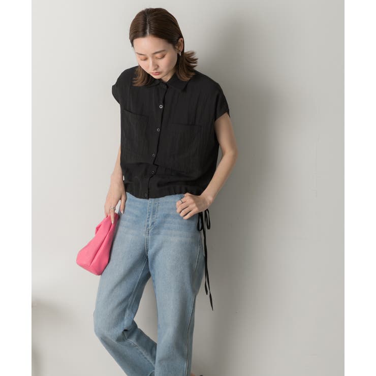 裾リボン フレンチスリーブシャツ | ad thie | 詳細画像7 