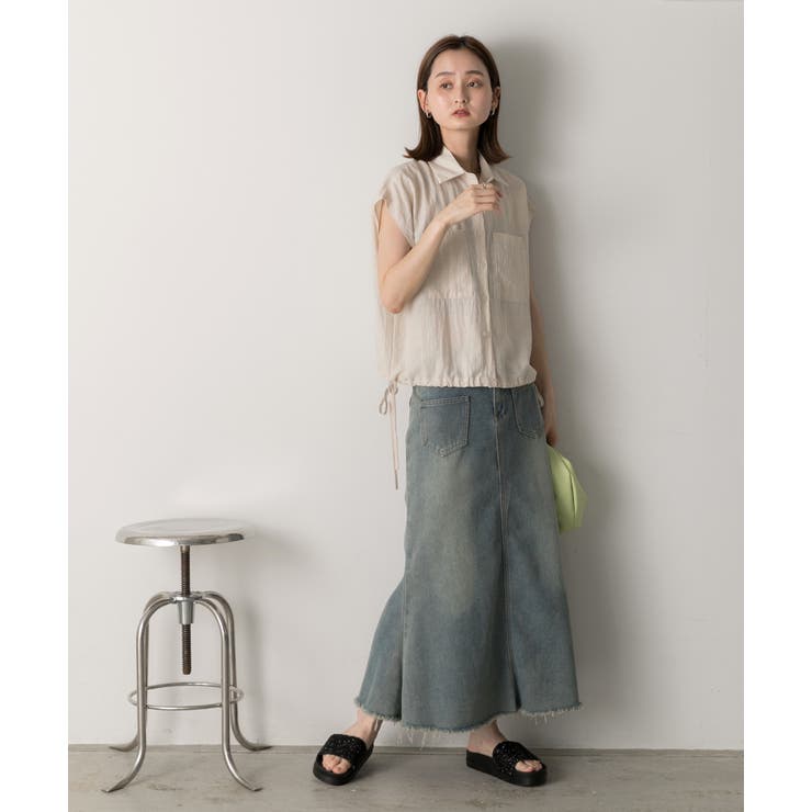 裾リボン フレンチスリーブシャツ | ad thie | 詳細画像9 