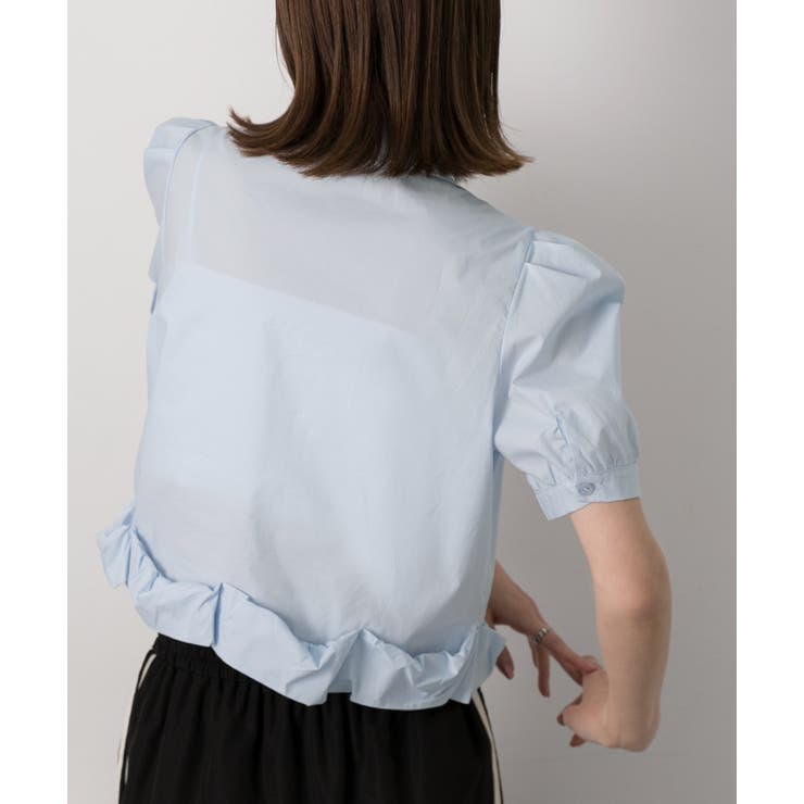 パフスリーブ ヘムフリルショートブラウス | ad thie | 詳細画像10 