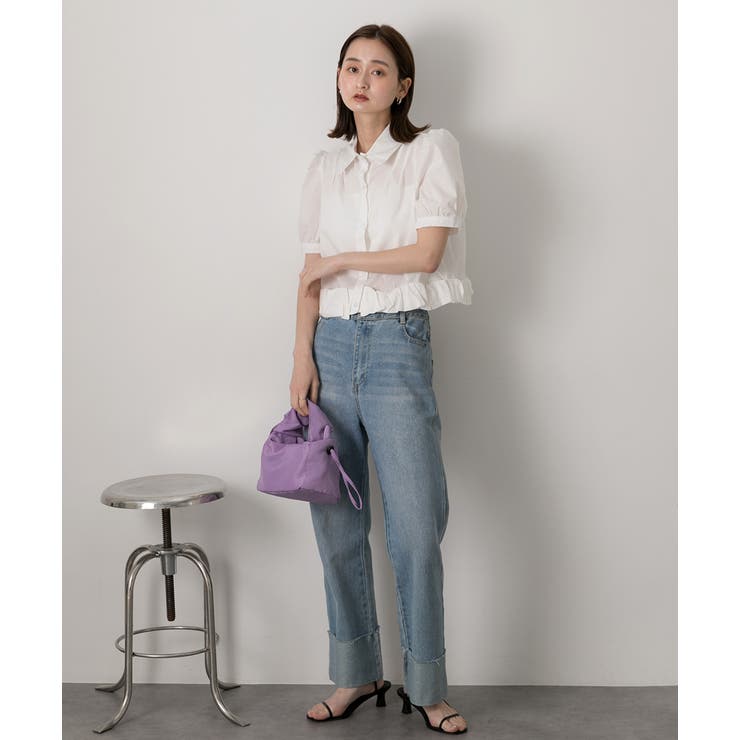 パフスリーブ ヘムフリルショートブラウス | ad thie | 詳細画像11 