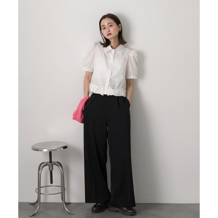 パフスリーブ ヘムフリルショートブラウス | ad thie | 詳細画像16 