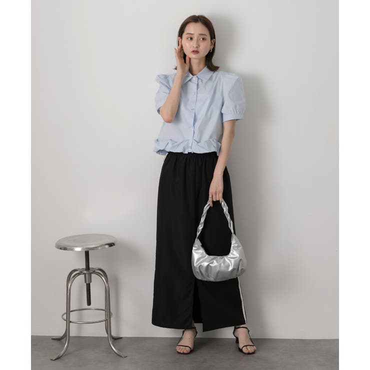 パフスリーブ ヘムフリルショートブラウス | ad thie | 詳細画像2 
