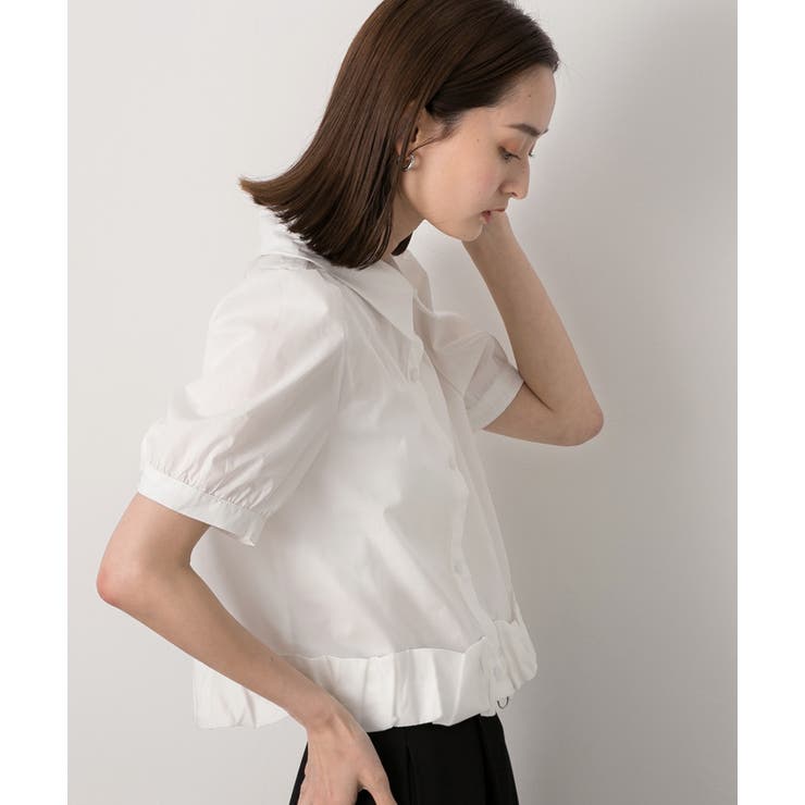 パフスリーブ ヘムフリルショートブラウス | ad thie | 詳細画像20 