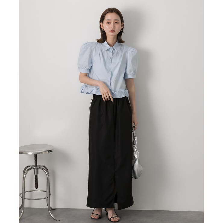 パフスリーブ ヘムフリルショートブラウス | ad thie | 詳細画像3 