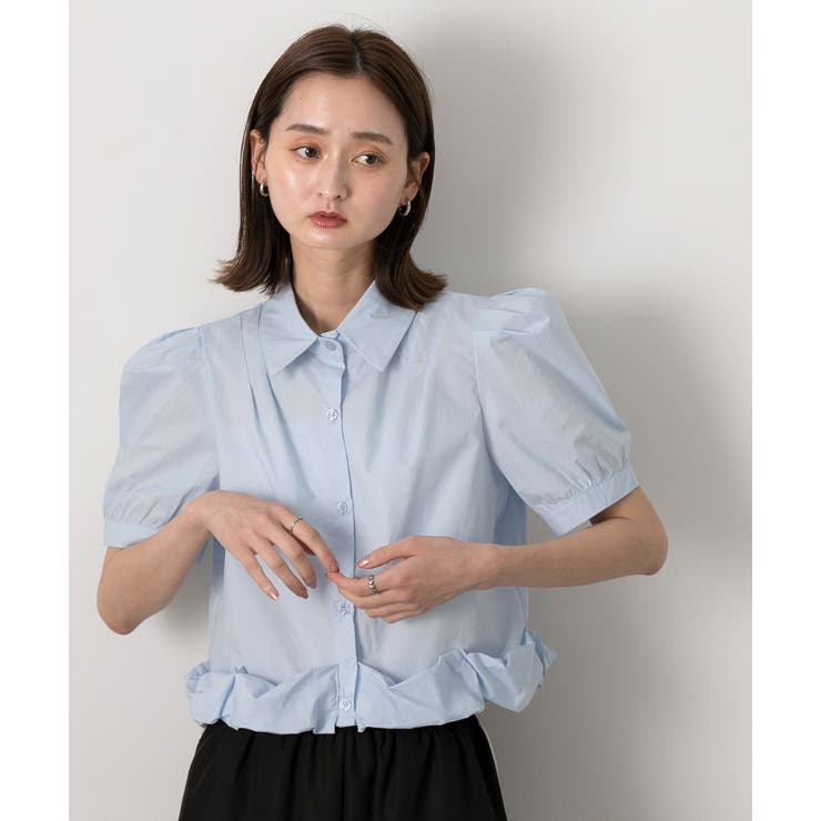 パフスリーブ ヘムフリルショートブラウス | ad thie | 詳細画像4 