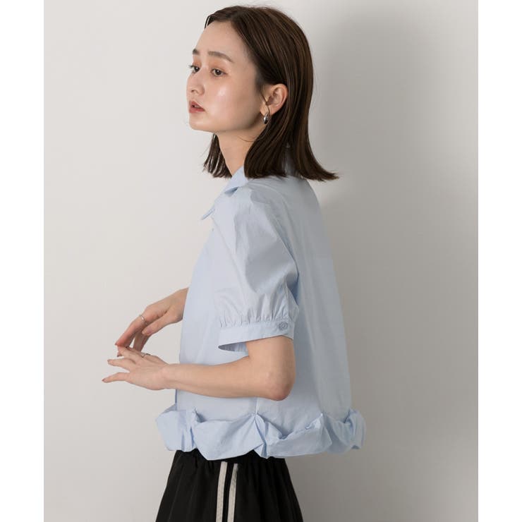 パフスリーブ ヘムフリルショートブラウス | ad thie | 詳細画像6 