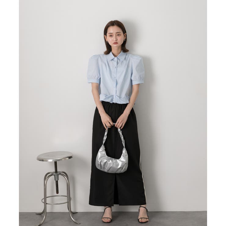 パフスリーブ ヘムフリルショートブラウス | ad thie | 詳細画像7 