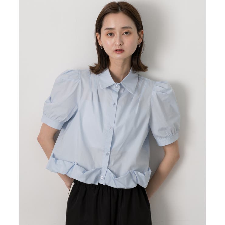 パフスリーブ ヘムフリルショートブラウス | ad thie | 詳細画像8 