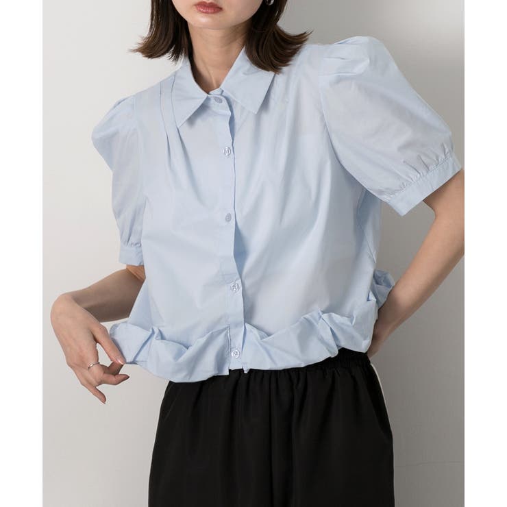 パフスリーブ ヘムフリルショートブラウス | ad thie | 詳細画像9 