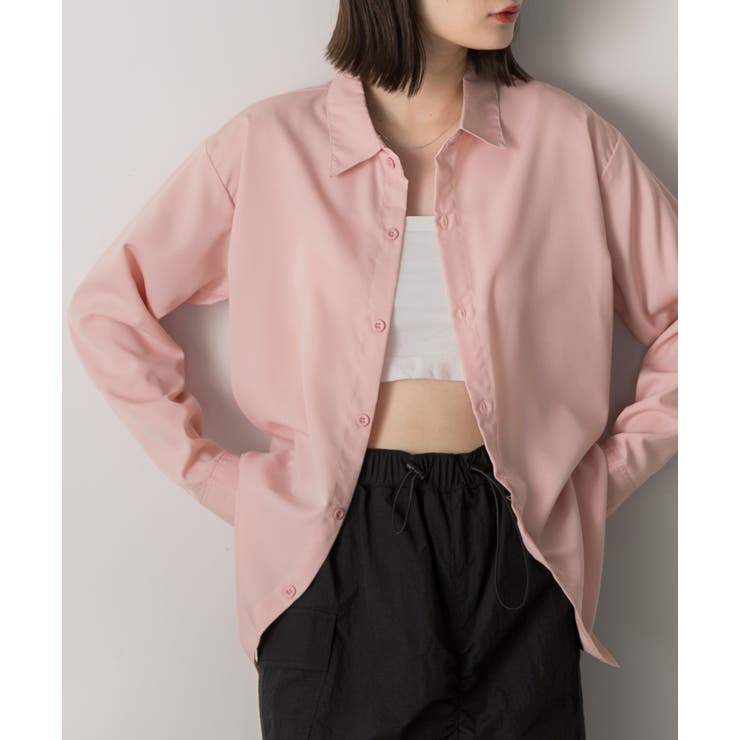 ピンク | オーバーサイズ ベーシックカラーシャツ | ad thie