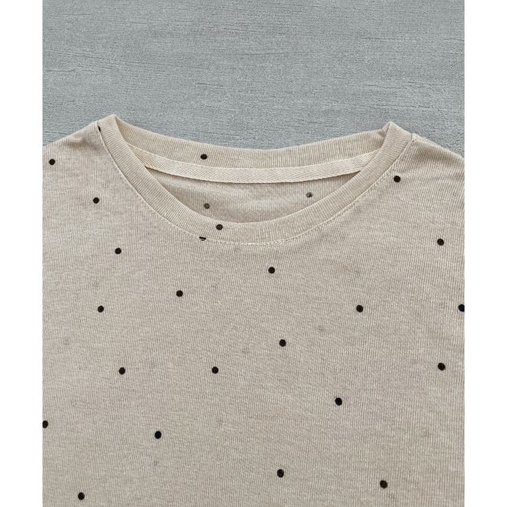 クルーネック ドット柄 カットソー[品番：ADEW0004503]｜ad thie