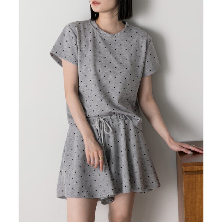 モクグレー | ドット柄・半袖 ルームウエア | ad thie