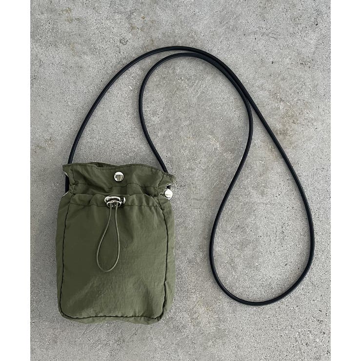 カーキ | ドロストデザイン コンパクトショルダーバッグ | ad thie