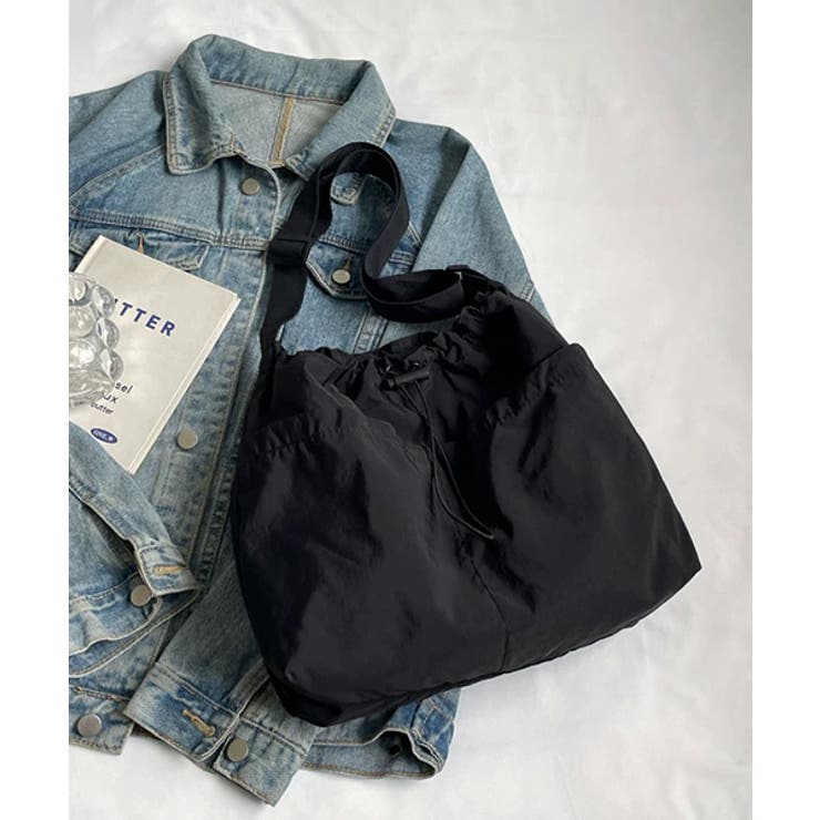 ブラック | BIGポケット ショルダーバッグ | ad thie