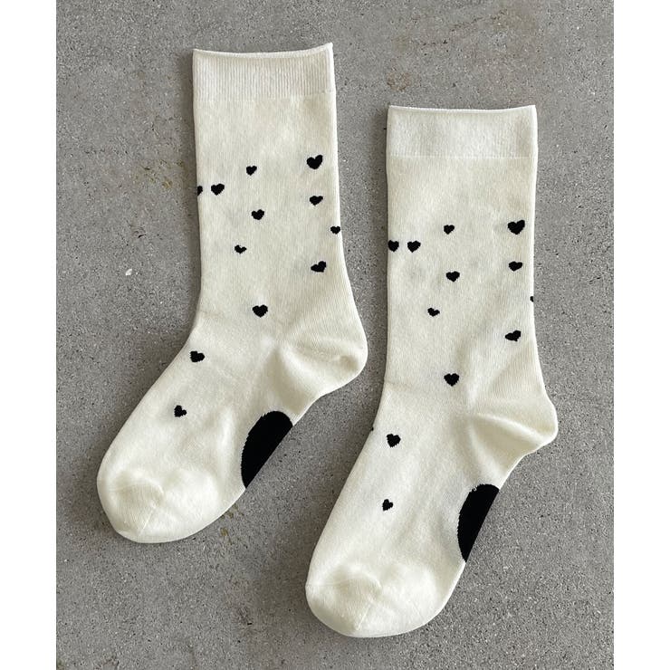 ブラック | ミニハート刺繍ソックス | ad thie