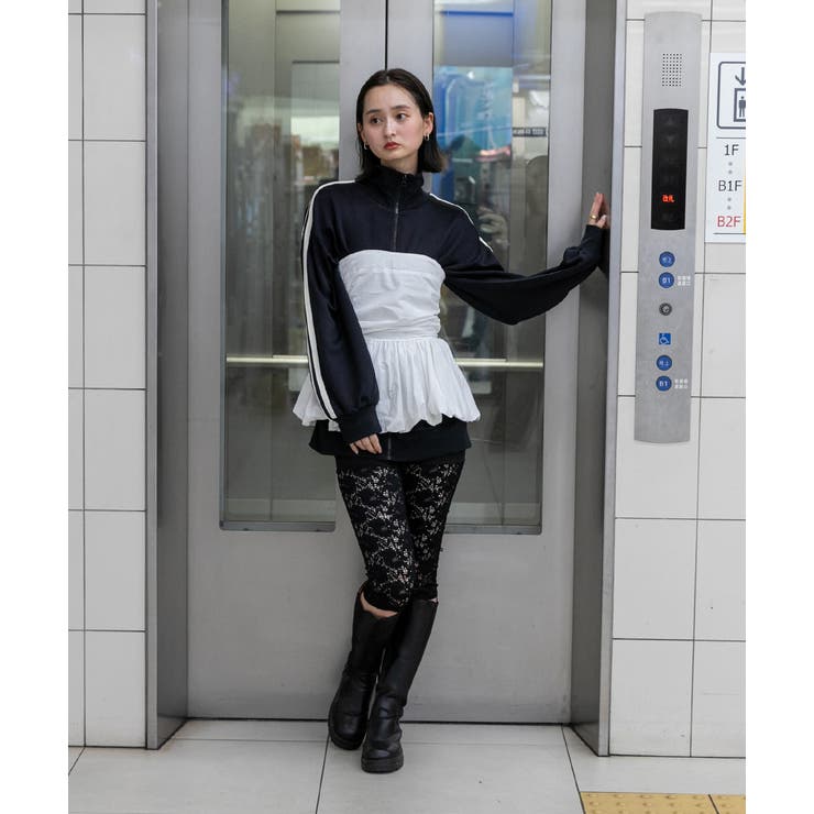 切り替えレース ハーフレギンスパンツ | ad thie | 詳細画像31 