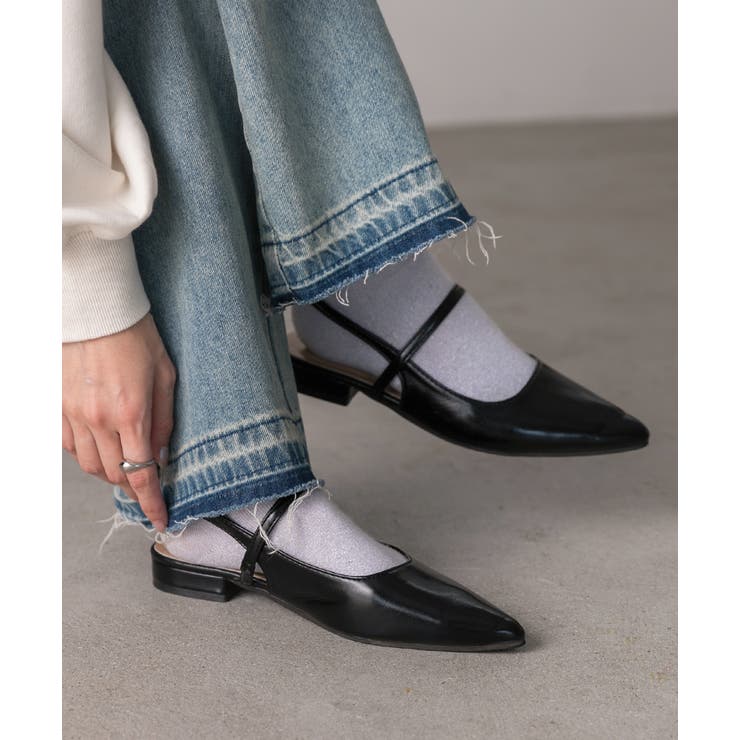 ブラック | ポインテッドトゥ フラットシューズ | ad thie