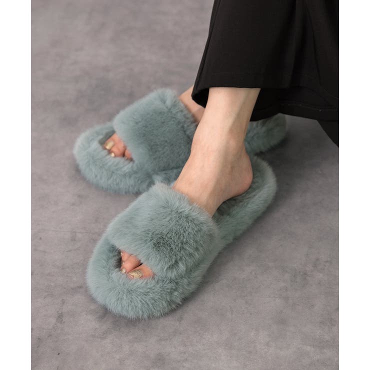 ブルー | ふわふわ エコファーサンダル | ad thie