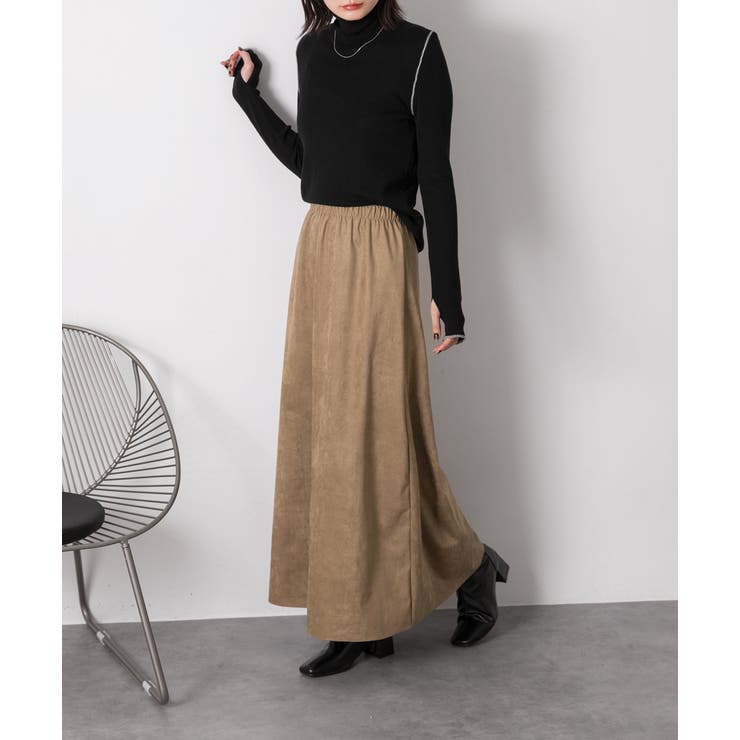 スエードタッチ ロングスカート | ad thie | 詳細画像4 