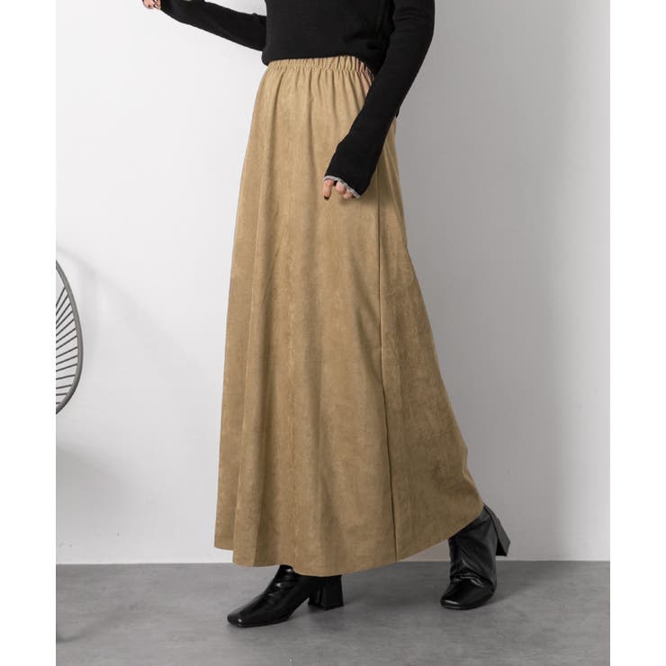 ベージュ | スエードタッチ ロングスカート | ad thie