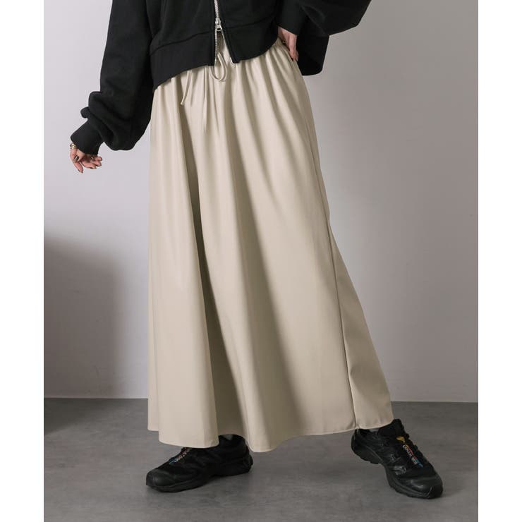 レザーライク ロングスカート | ad thie | 詳細画像10 