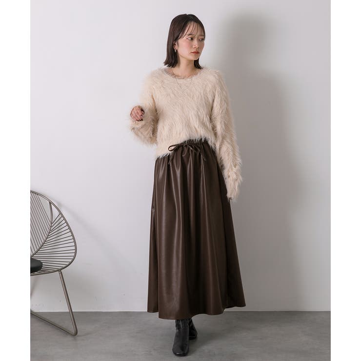 レザーライク ロングスカート | ad thie | 詳細画像14 