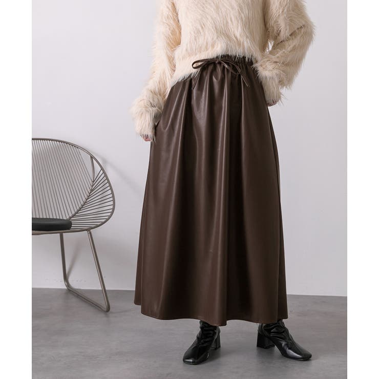 レザーライク ロングスカート | ad thie | 詳細画像15 