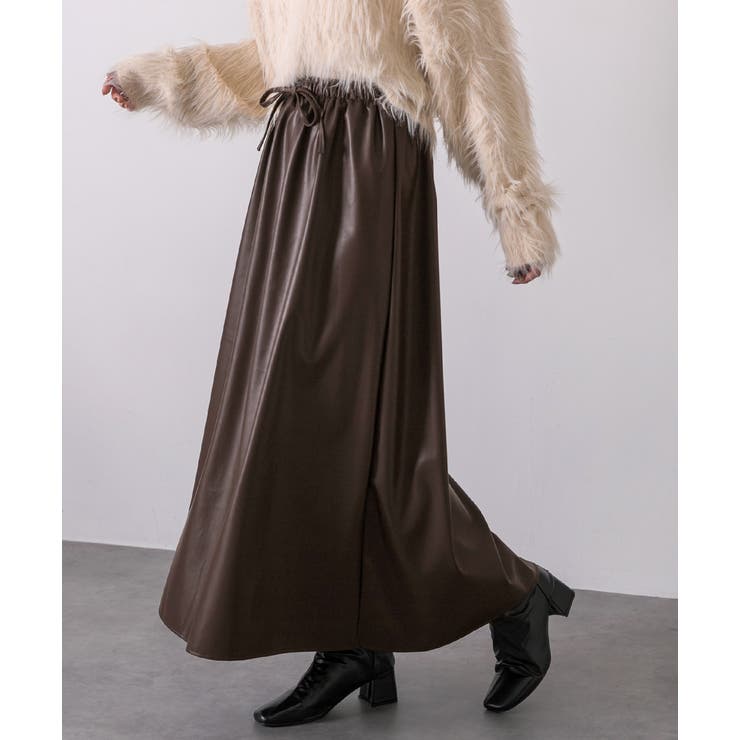 レザーライク ロングスカート | ad thie | 詳細画像16 