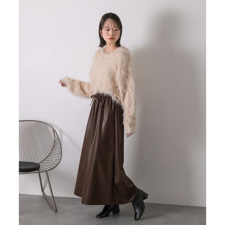 レザーライク ロングスカート | ad thie | 詳細画像17 