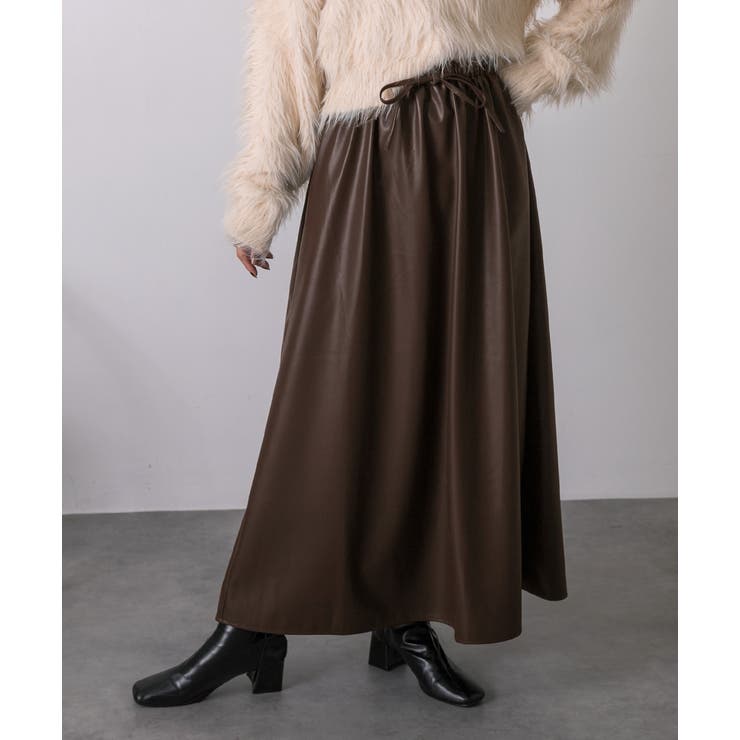 レザーライク ロングスカート | ad thie | 詳細画像18 