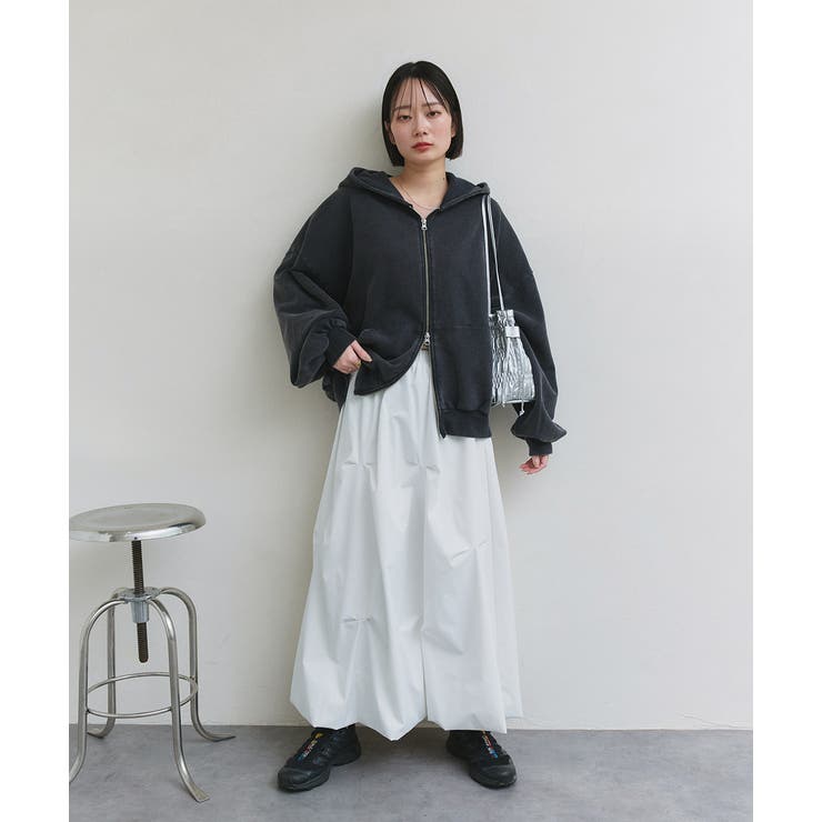 オフホワイト | ランダムタックフレアスカート | ad thie