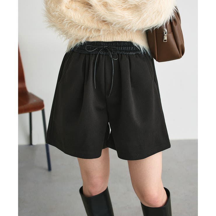 ブラック | ウエスト切替 ハーフパンツ | ad thie