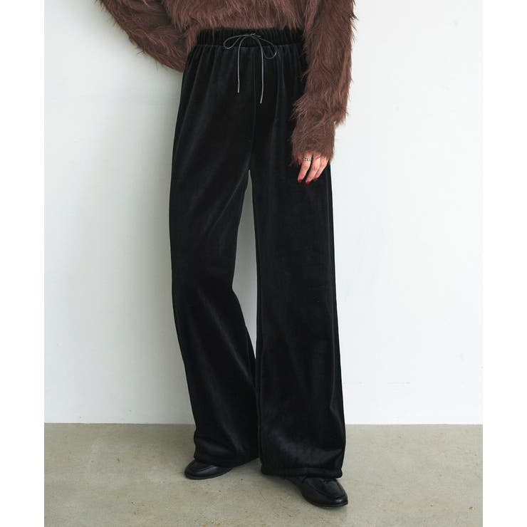 ブラック | ベロアプルオンパンツ | ad thie