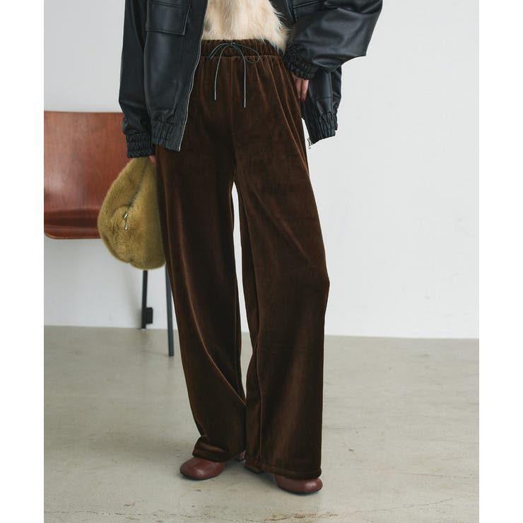 ダークブラウン | ベロアプルオンパンツ | ad thie