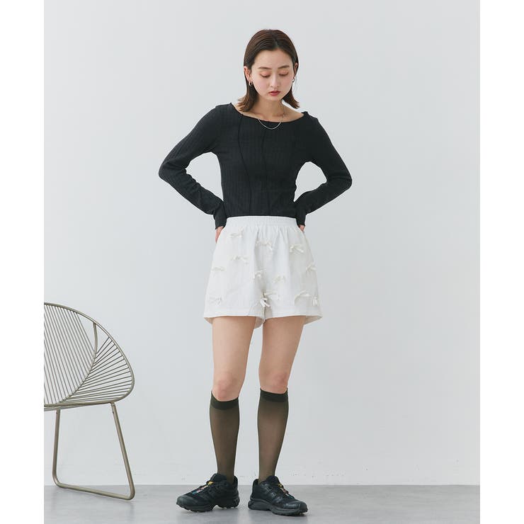 リボンナイロンショートパンツ | ad thie | 詳細画像2 