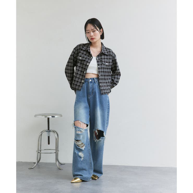 ショート丈チェックシャツ | ad thie | 詳細画像2 